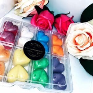 Heart-shaped wax melts sample box. Highly scented freshener. Great birthday gift box. Cute gift for her. Best any occasion gift.