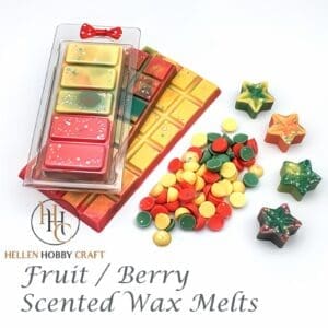 Fruit/Berry scented wax melts. Highly scented fruit wax melts. Long lasting berry aroma. Strong fruity fragrance. Berrys home freshener.