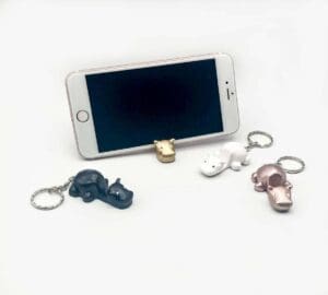 Hippo Keychain/Phone Holder. 3D printed keychain. Hippopotamus phone holder. Small holder for phone. Cute hipo keychain.