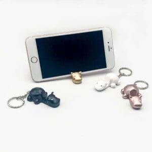Hippo Keychain/Phone Holder. 3D printed keychain. Hippopotamus phone holder. Small holder for phone. Cute hipo keychain.