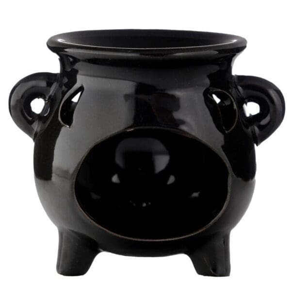 Eden Large Black Cauldron Oil Burner. Halloween decoration. Great gift for Halloween. Large wax melts burner. Black warmer for oil.