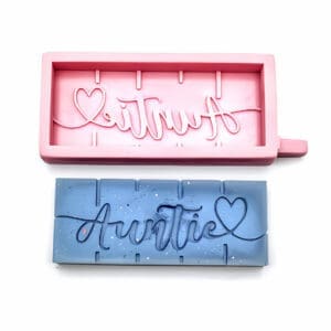 Auntie signed silicone mould. Snap bar mould for wax melts. Auntie signed rtv rubber mold. Handmade mould for craft. Personalised slab mould.
