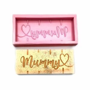 Mummy signed silicone mould. Snap bar mould for wax melts. Mummy signed rtv rubber mold. Handmade mould for craft. Personalised slab mould.
