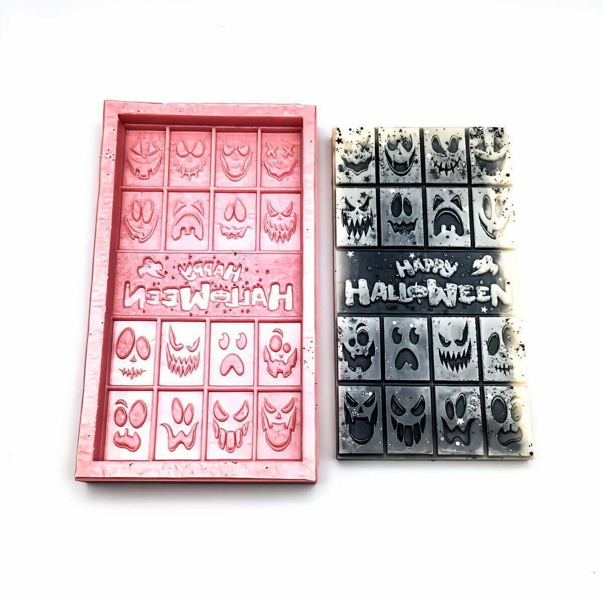Happy Halloween silicone mould. RTV snap bar mold. Big Helloween mould. Mould for wax melt. Helloween slab mould.