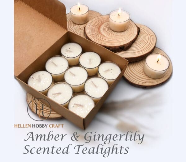 Amber & Gingerlily Scented Tealights. Luxury Handmade Tealights. Strong aroma for house. Long lasting home freshener. Lovely high smell. Amazing Gift Box.