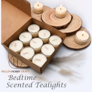 Bedtime Scented Tealights. Luxury Handmade Tealights. Strong aroma for house. Long lasting home freshener. Lovely high smell. Amazing Gift Box.