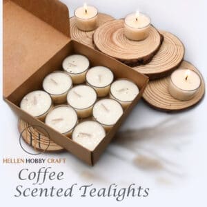 Coffee Scented Tealights. Luxury Handmade Tealights. Strong aroma for house. Long lasting home freshener. Lovely high smell. Amazing Gift Box.