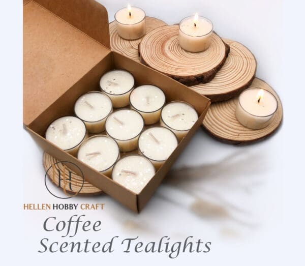 Coffee Scented Tealights. Luxury Handmade Tealights. Strong aroma for house. Long lasting home freshener. Lovely high smell. Amazing Gift Box.