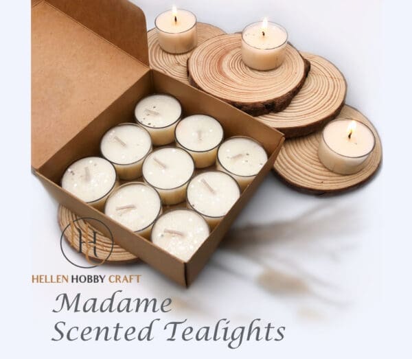 Madame Scented Tealights. Luxury Handmade Tealights. Strong aroma for house. Long lasting home freshener. Lovely high smell. Amazing Gift Box.
