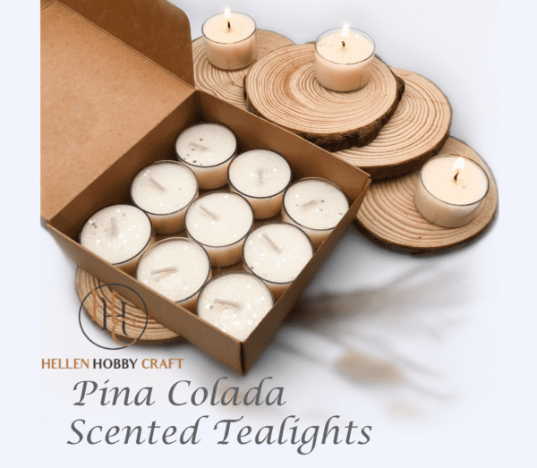 Pina Colada Scented Tealights. Luxury Handmade Tealights. Strong aroma for house. Long lasting home freshener. Lovely high smell. Amazing Gift Box.