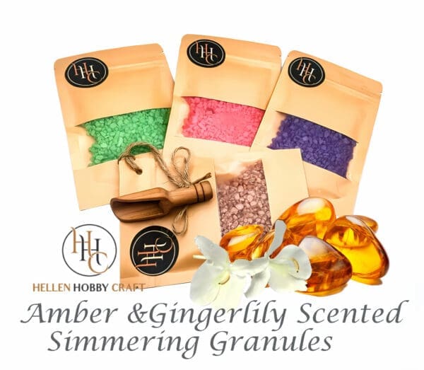 Amber & Gingerlily scented Simmering Granules. Floral aroma for house. Long lasting home freshener. Flower high smell.